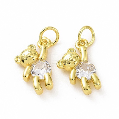 Brass Micro Pave Clear Cubic Zirconia Charms ZIRC-F135-25G-03-1