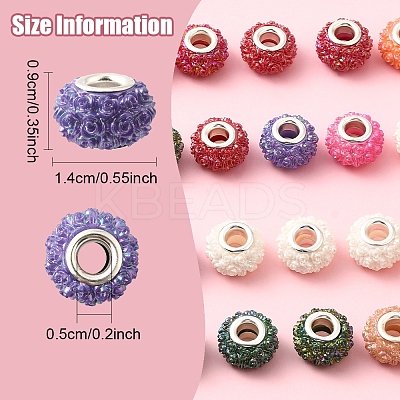 32Pcs 8 Colors AB Color Resin Rose Flower European Beads RESI-FS0002-04-1