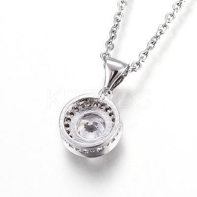 Flat Round Pendant Necklaces NJEW-O108-27P-1