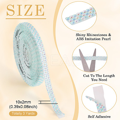 3 Yards Resin Self Adhesive Sewing Trim Hotfix Rhinestone Tape DIY-TA0013-15F-1
