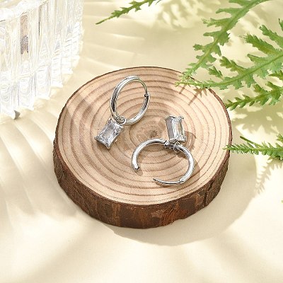 304 Stainless Steel Micro Pave Cubic Zirconia Hoop Earrings STAS-R004-06P-02-1