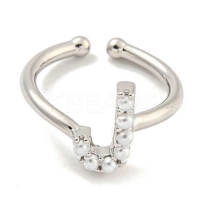 Rack Plating Brass Open Cuff Rings for Women RJEW-F162-01P-J-1