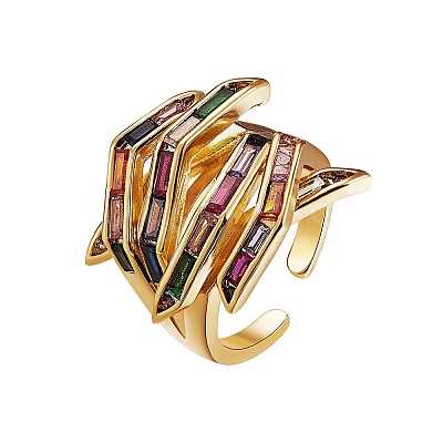 Hug Hand Fingers Cubic Zirconia Cuff Ring X1-RJEW-T016-35G-01-1