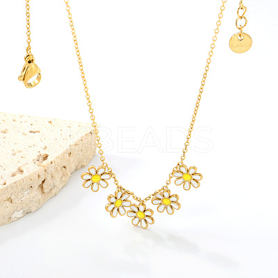 304 Stainless Steel Enamel Flower Bib Necklaces FS-WG58DA2-01-1