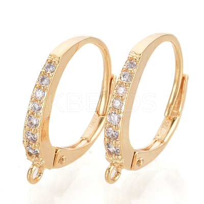 Brass Cubic Zirconia Leverback Earring Findings KK-S340-43G-1