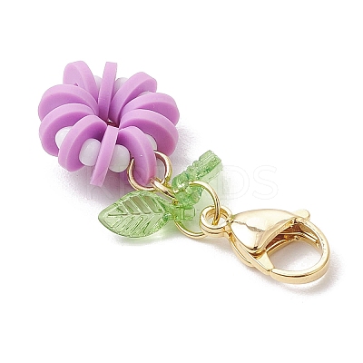 Flower Polymer Clay & Glass Pendants Decorations HJEW-MZ00327-06-1