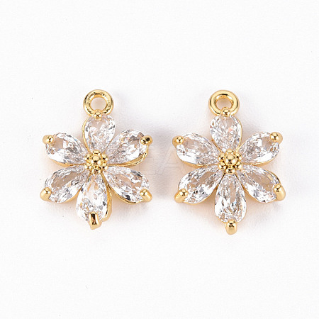 Brass Clear Cubic Zirconia Pendants ZIRC-S068-025-NF-1