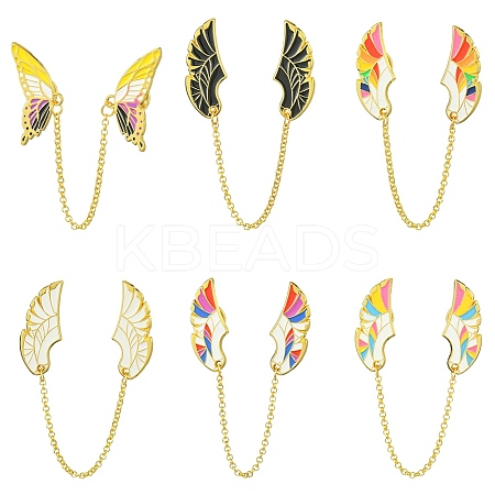 6Pcs 6 Styles Wings Enamel Pins JEWB-CJ0001-39-1