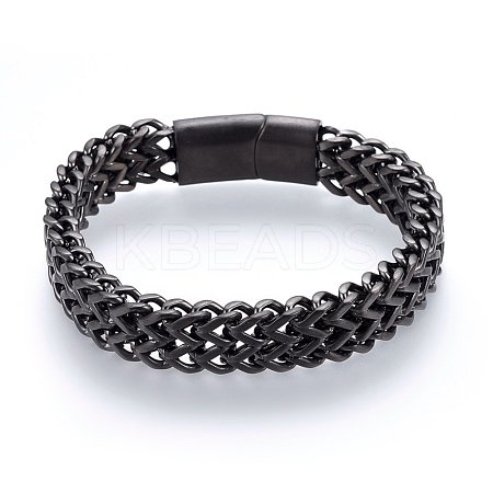 304 Stainless Steel Mesh Bracelets BJEW-L631-31B-1