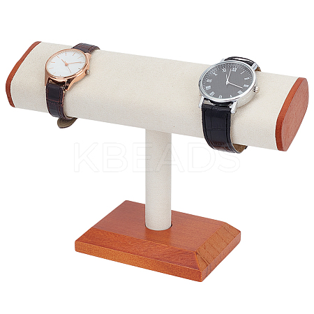 T-Shaped Bar Wood Covered with Faux Suede Bracelet Display Stands BDIS-WH0007-07A-1