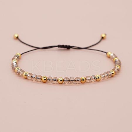 Glass & Brass Round Beads Braided Bead Bracelets RD6595-13-1