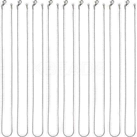 12Pcs 304 Stainless Steel Box Chain Necklaces Set NJEW-SC0001-21-1