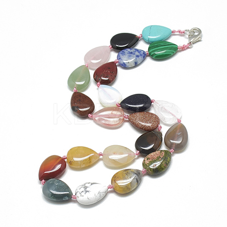 Natural & Synthetic Gemstone Beaded Necklaces NJEW-S396-22-1