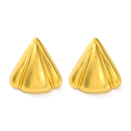 Ion Plating(IP) 304 Stainless Steel Triangle Stud Earrings EJEW-K295-09G-1