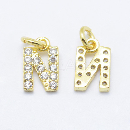 Brass Micro Pave Grade AAA Cubic Zirconia Charms X-ZIRC-P067-11G-N-NR-1