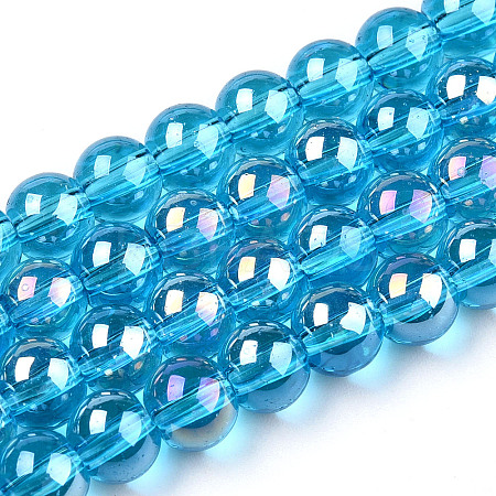Electroplate Transparent Glass Beads Strands GLAA-T032-T6mm-AB06-1