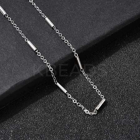 304 Stainless Steel Column Link Chain Necklaces for Women Men NJEW-A058-01P-1