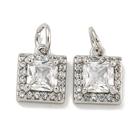 Brass Micro Pave Clear Cubic Zirconia Pendants KK-P275-32A-P-1