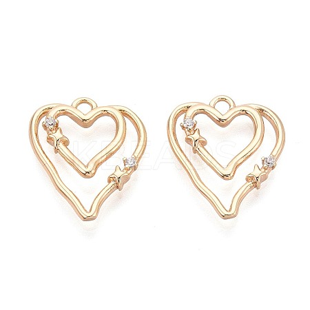 Brass Micro Pave Cubic Zirconia Pendants KK-T073-35G-1