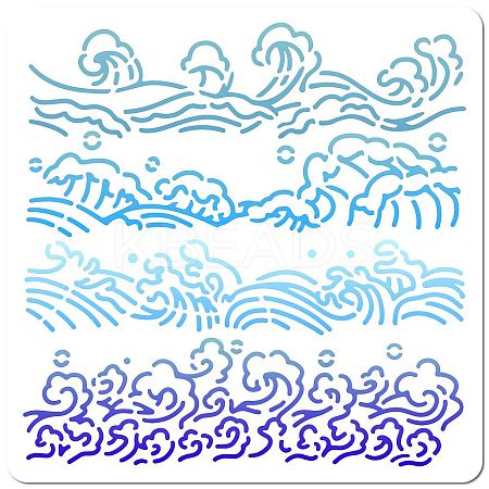 Wave PET Plastic Hollow Out Drawing Painting Stencils Templates DIY-WH0244-280-1