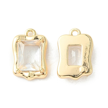 Brass Micro Pave Clear Cubic Zirconia Charms KK-L208-08G-1