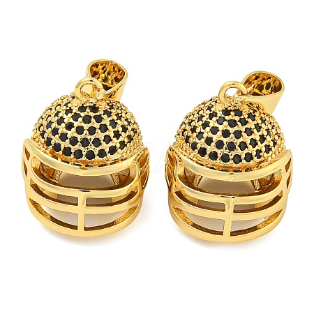Rack Plating Brass Micro Pave Cubic Zirconia Pendants KK-Z063-49G-02-1