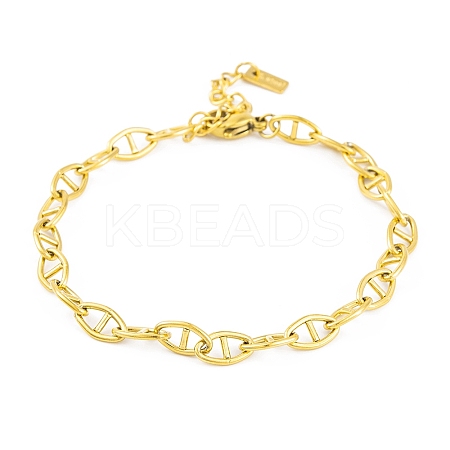 Ion Plating(IP) 304 Stainless Steel Mariner Link Chain Bracelets for Women BJEW-A013-01G-1