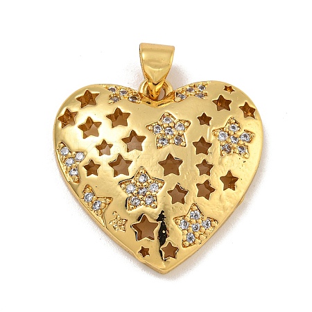 Rack Plating Brass Micro Pave Cubic Zirconia Pendants KK-C074-68G-1