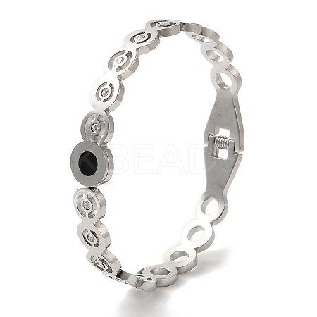 Adjustable 304 Stainless Steel Rhinestone Bangles BJEW-F474-03P-1
