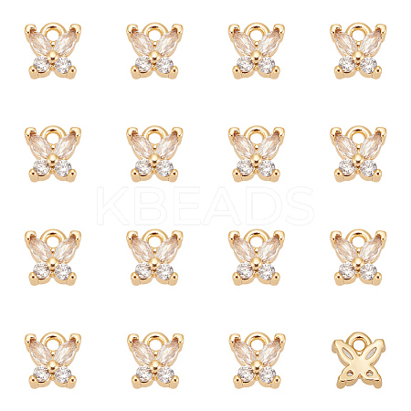 16Pcs Brass Micro Pave Clear Cubic Zirconia Pendants ZIRC-UN0001-11-1