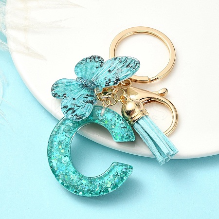 Resin & Acrylic & Faux Suede Tassel Keychain X1-KEYC-YW00119-03-1