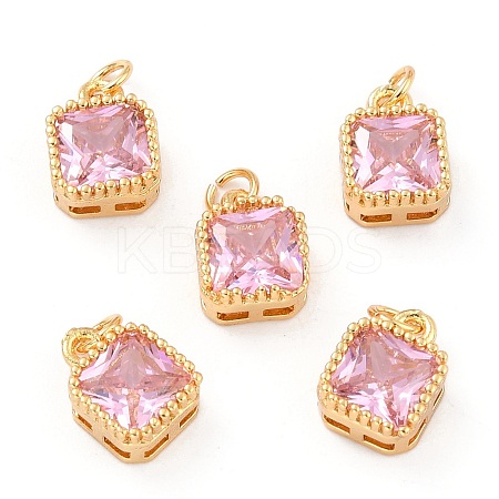 Real 18K Gold Plated Brass Inlaid Cubic Zirconia Charms ZIRC-L100-073G-06-1