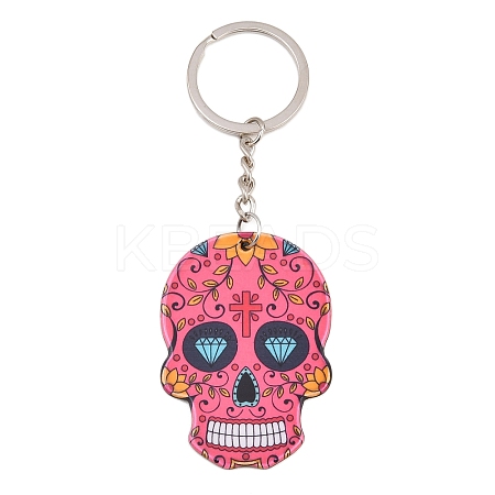 Plastic Pendant Keychain SKUL-PW0002-060E-1