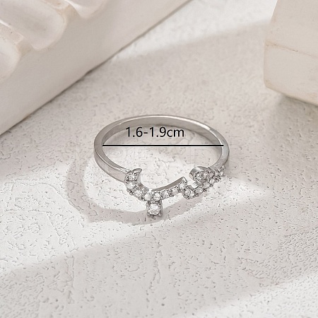 Shiny Brass LOVE Ring with Cubic Zirconia for Women Casual Holiday OT5986-6-1