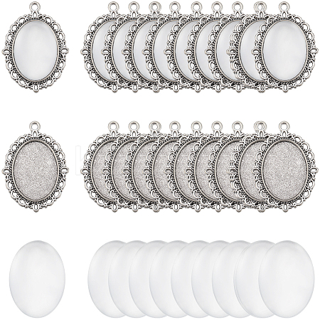 DIY Blank Oval Dome Pendant Making Kit DIY-SC0023-73-1