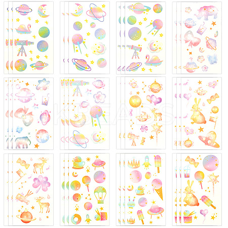 36Pcs 2 Style PVC Waterproof Self-Adhesive Picture Stickers STIC-SP0001-09C-1