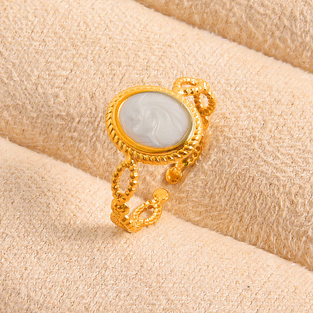 304 Stainless Steel with Enamel Cuff Open Rings for Women CS7687-4-1