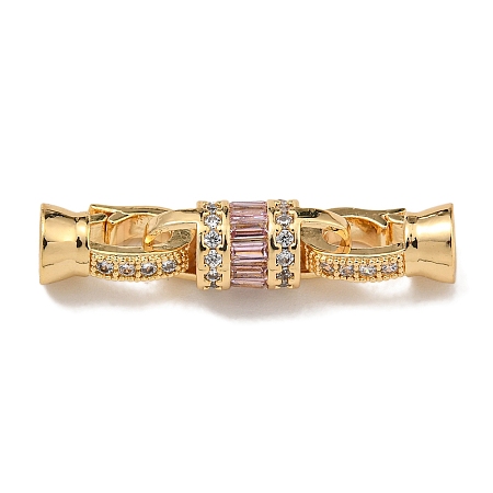 Brass Micro Pave Cubic Zirconia Fold Over Clasps KK-U037-43G-01-1