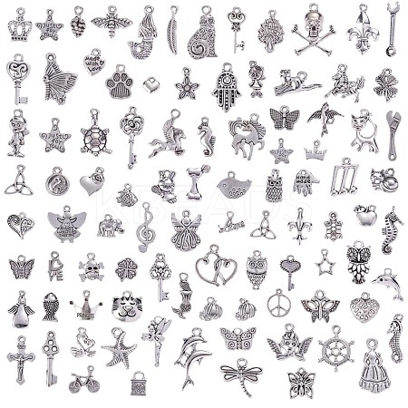 100Pcs Tibetan Style Alloy Pendants JX213A-1