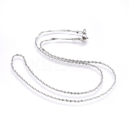 Non-Tarnish 304 Stainless Steel Singapore Chain Necklaces NJEW-F248-14A-P-1