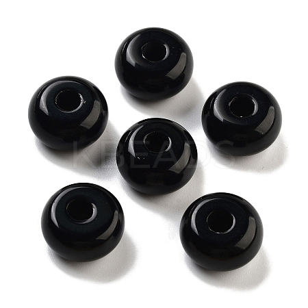 Natural Black Obsidian European Beads G-C134-04A-1