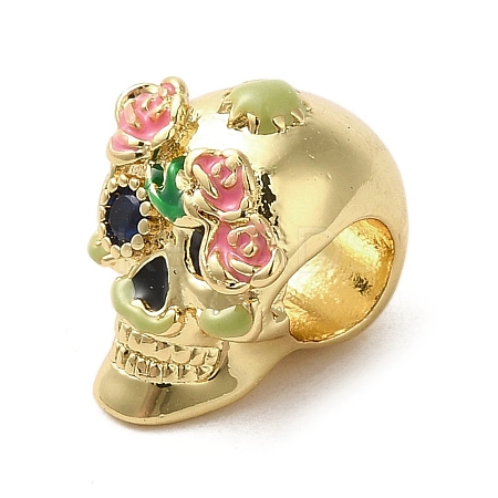Brass Rhinestone European Beads LS-KK-A203-03G-1