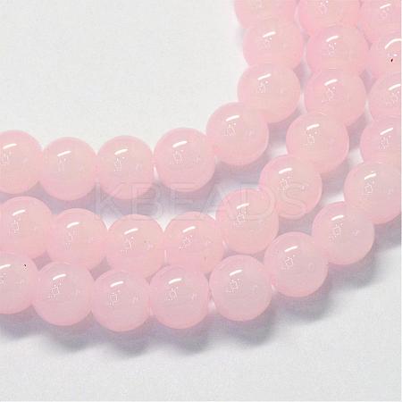 Baking Painted Imitation Jade Glass Round Bead Strands DGLA-Q021-10mm-02-1