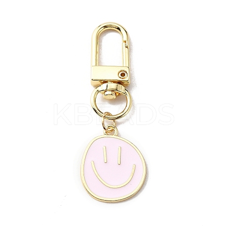 Smiling Face Enamel Pendant Decorations KEYC-WH0036-08LG-06-1