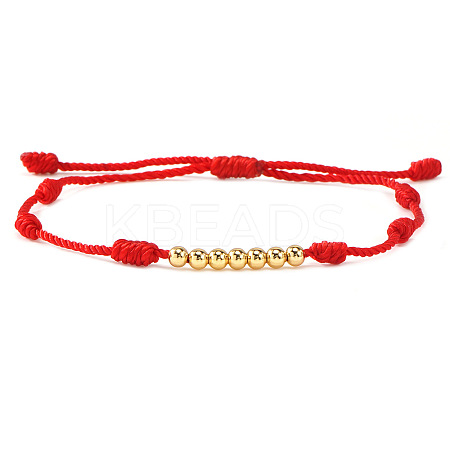 Round Brass Beads Braided Bracelets PN1953-1-1