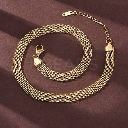 8MM 304 Stainless Steel Mesh Chain Necklaces NJEW-Q013-04G-1