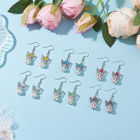 Angel Handmade Glass Seed Beads Dangle Earrings for Women EJEW-MZ00394-1