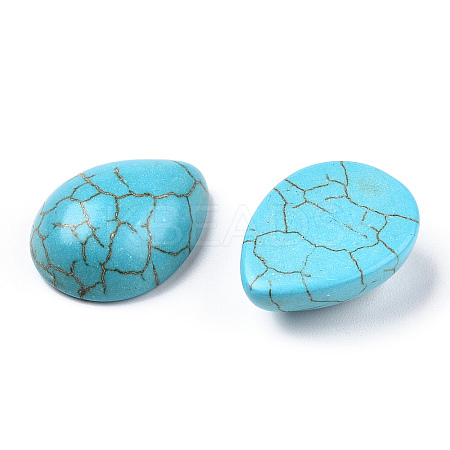 Craft Findings Dyed Synthetic Turquoise Gemstone Flat Back Teardrop Cabochons TURQ-S270-12x16mm-01-1