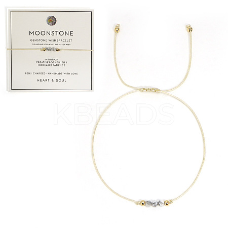 Natural Moonstone Braided Beads Bracelets for Women LS-LU0568-5-1