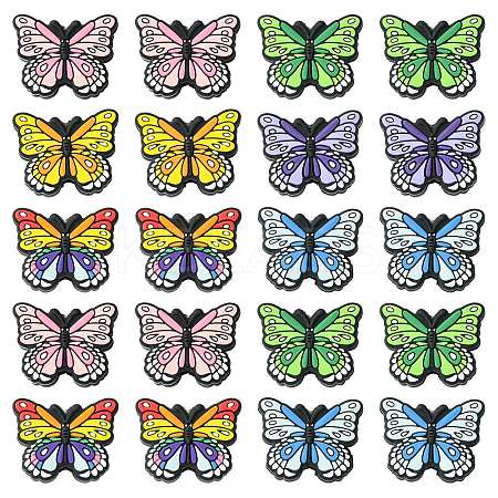 12Pcs 6 Styles Butterfly Food Grade Eco-Friendly Silicone Beads SIL-CJ0001-89-1